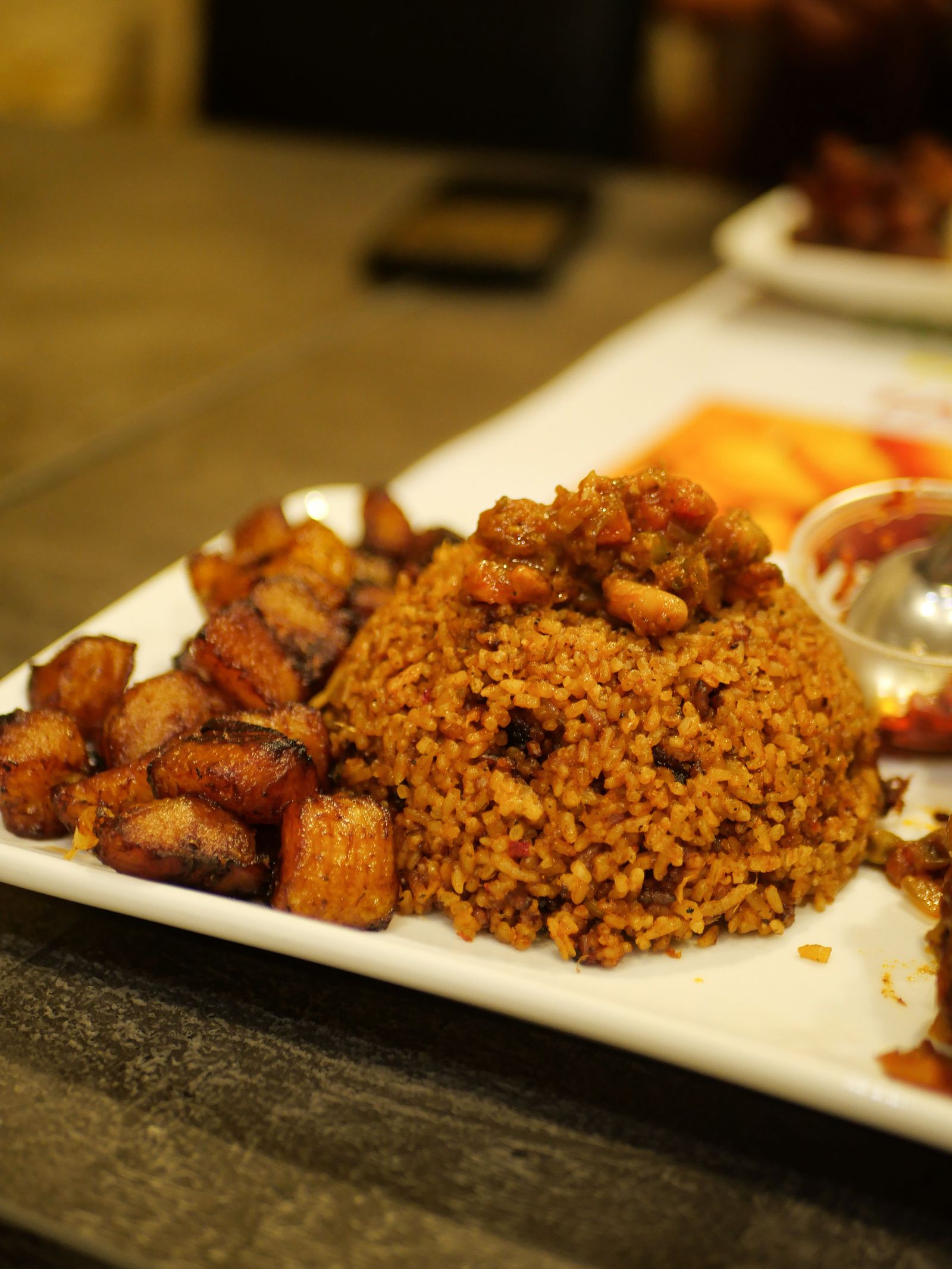 Jollof rice with fried plantain